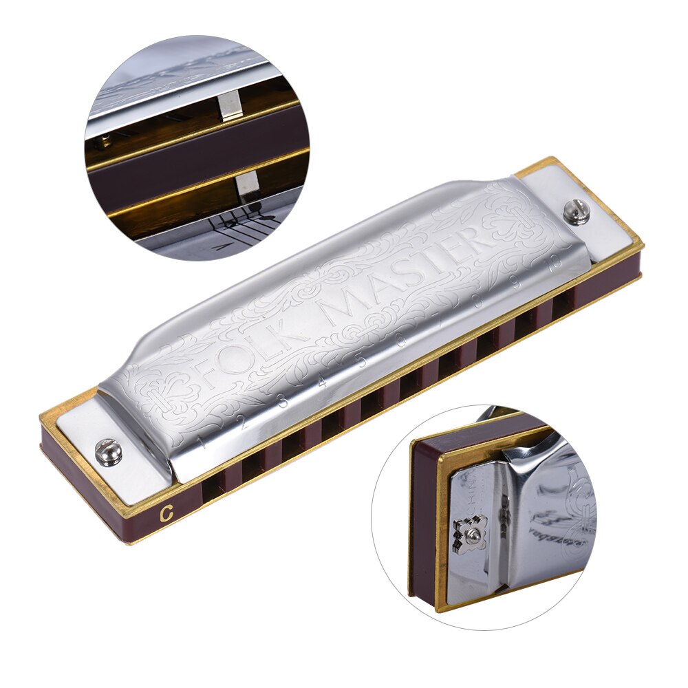 Suzuki 10-Hole Harmonica - Key of C - 20 Tones - Beginner & Student Model