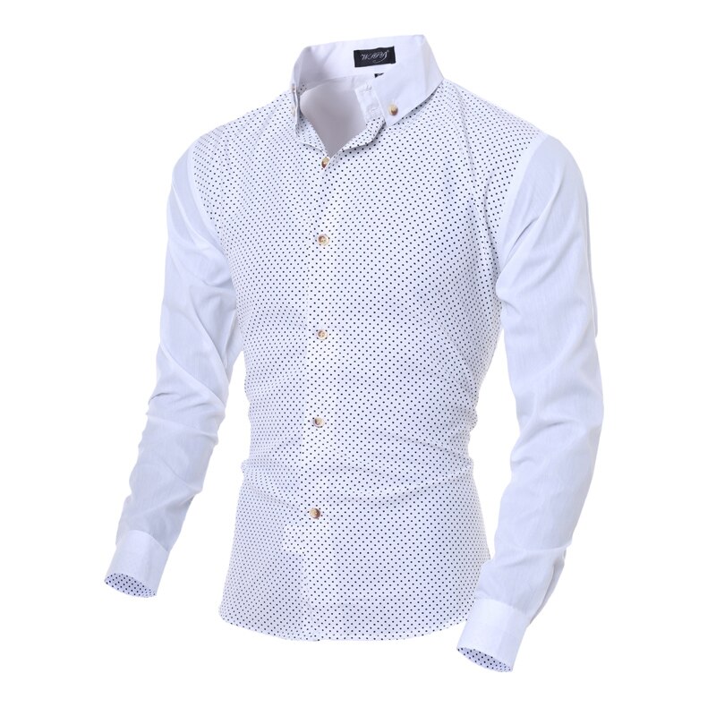 Discount Western classic polka dots men's shirts M-2XL patchwork sleeve young boys casual shirt Slim fit