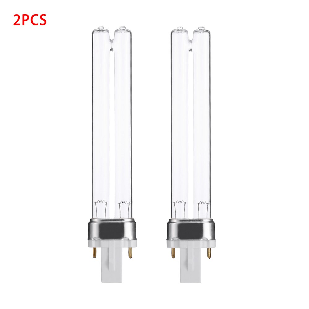 2 stk 9w akvariefisk akvarium uv sterilisator renser udskiftning lampe rør pærer renser pærer  g23 base bakteriedræbende ultraviolet: Default Title