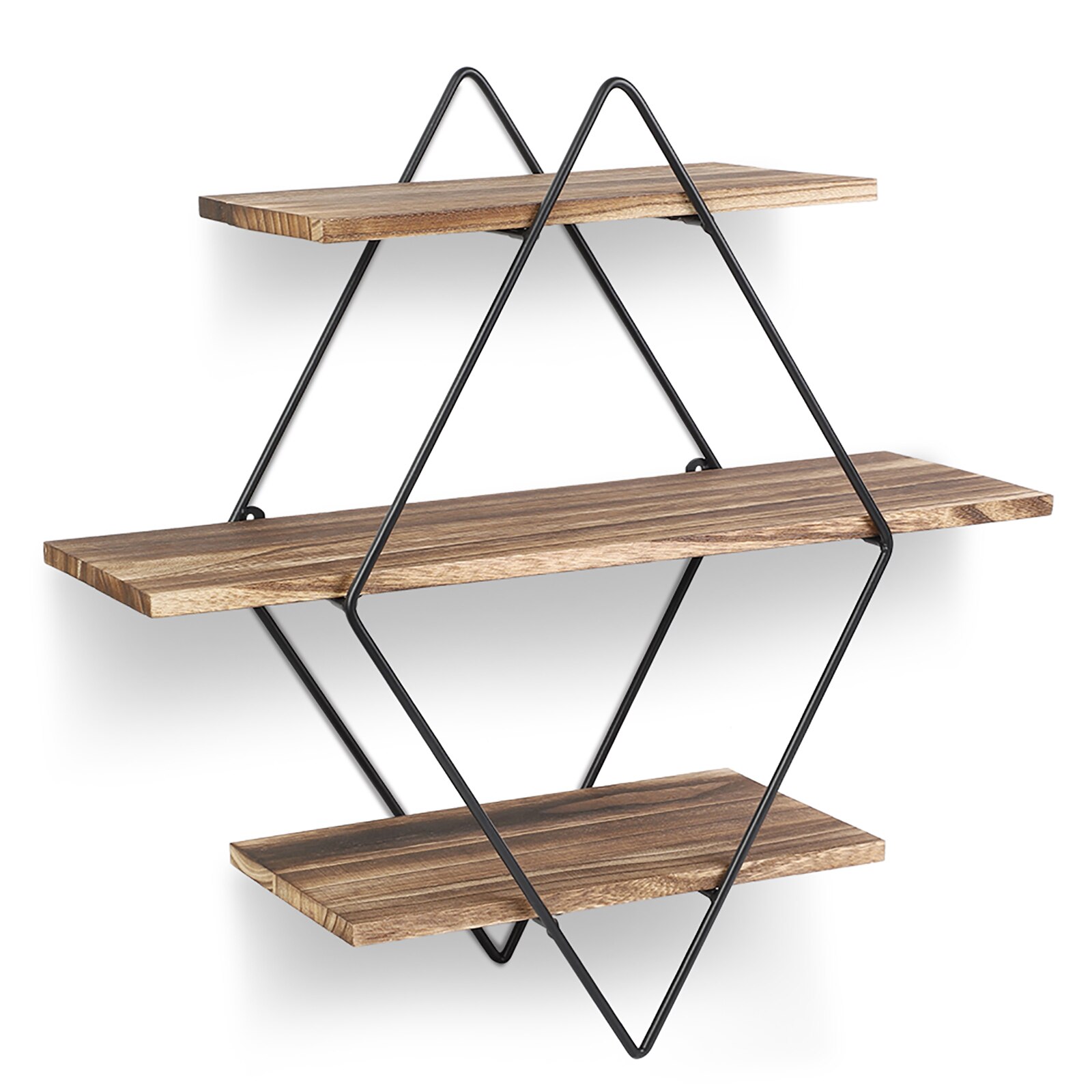 Rustic Wood Wall Shelves Vintage Style Floating Shelves Black Metal Wall Mounted Shelves