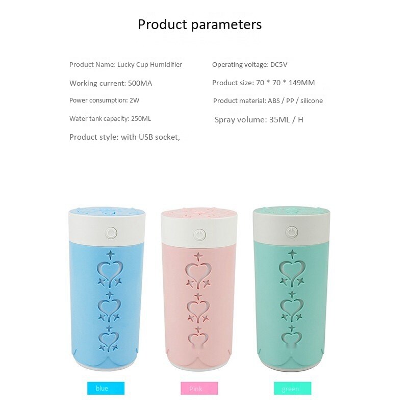 Lucky Cup Humidifier USB Car Humidifiers Home Air Humidifier Mini Air Humidifier
