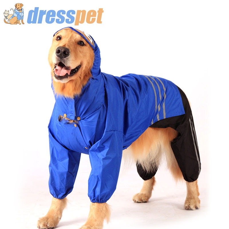 DRESSPET Pet Dog Raincoats Separable Rain Coat Golden Retriever Labrador Waterproof Clothes For Large Dogs