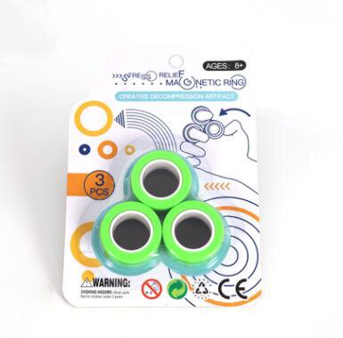 Magnetic Rings Fidget Unzip Toy Magic Ring Props Tools Children Magnetic Ring Finger Spinner Ring Adult Toys For boyfriend: Green
