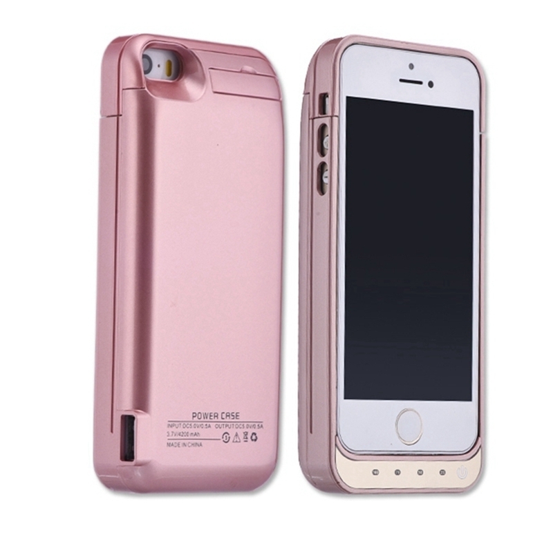 Leioua 4200mAh Battery Case For Iphone 5 5c 5s Se Cover With Battery Best External Portable Power Bank With Holder charging case: Rose