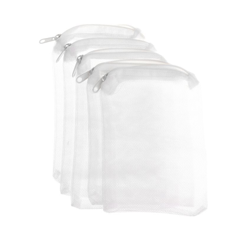 5 Pcs/Set Aquarium Filter Bag Fish Tank Mesh Bag Zipper Net Pond For Bio Ball Active Carbon Isolation Storage 5 Sizes: 1