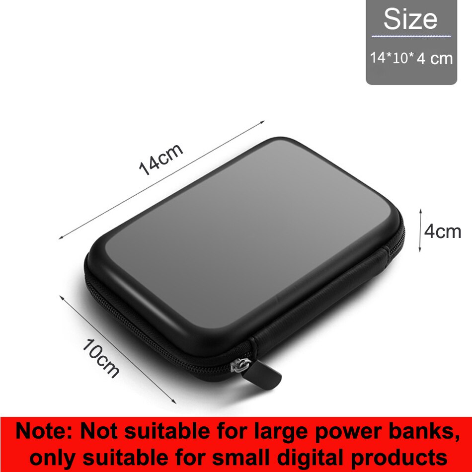 Ulkoinen tallennus kova kotelo hdd ssd laukku 2.5 kiintolevylle virtapankki usb kaapeli laturi powerbank kuulokkeet kuulokekotelot mustat: Default Title