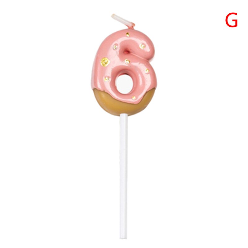 1pc Cute number candles for cake topper 0 -9 Chocolate biscuit birthday candle: pink6