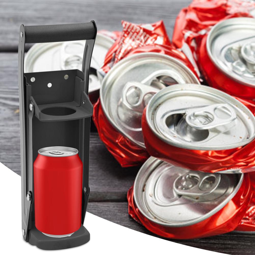 Metal Can Crusher & Bottle Opener Heavy Duty Steel Rubber Handle Smasher Kitchen Tools for Soda Beer Cans Bottles Recycling Tool
