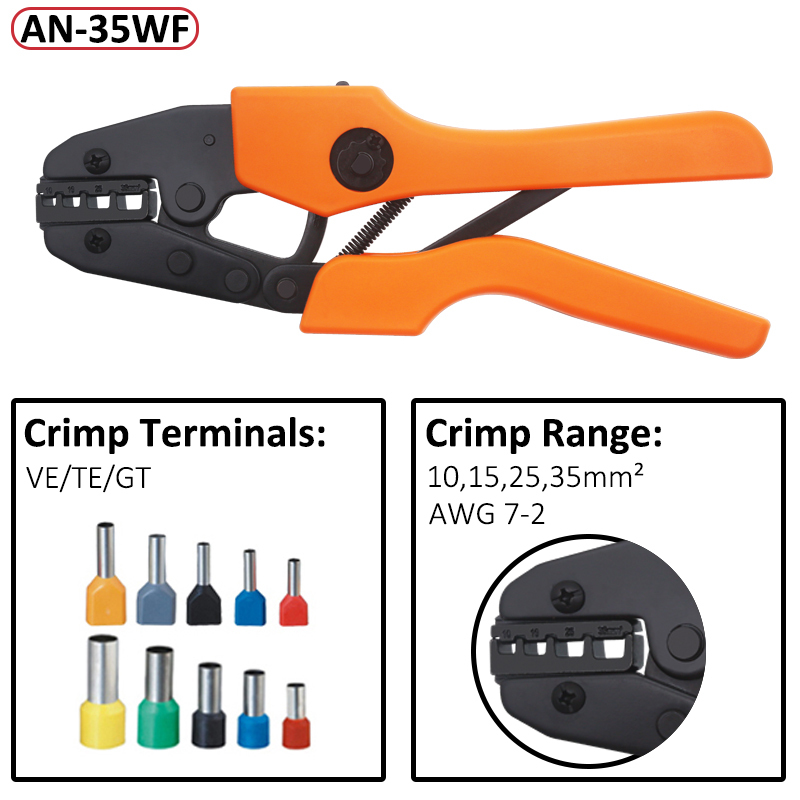 Crimp Pliers &amp; Dies Set Wire Terminals Crimping Tools Precision Crimper Labor-Saving Ergonomic Handle Easy To Grasp&amp;Press: AN-35WF