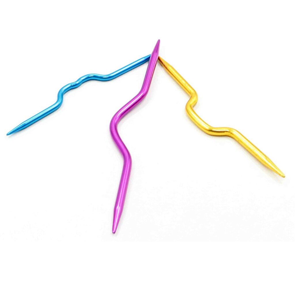 3 tamaños de agujas de gancho de ganchillo de soporte de puntada de Cable de aluminio para tejer DIY