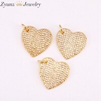 10 pçs strass forma de coração adorável de alta qualidade zircônia cúbica empedrada descobertas joias: Gold Color