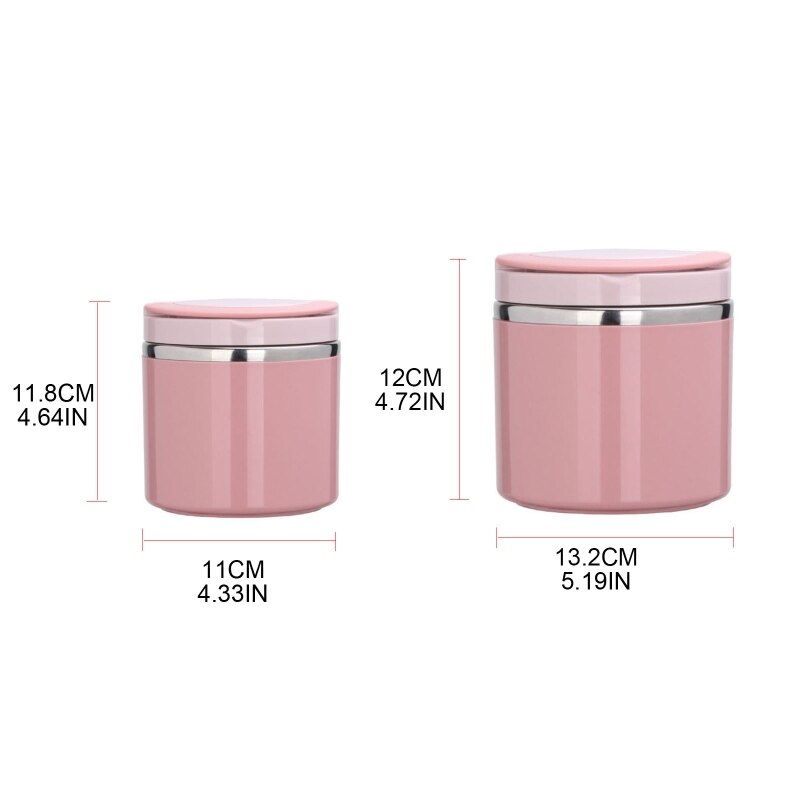 Round Thermal Lunch Box 630/1000ml Insulated Food Container with Lid Soup Jar Milk Cup for Home School Office Picnic