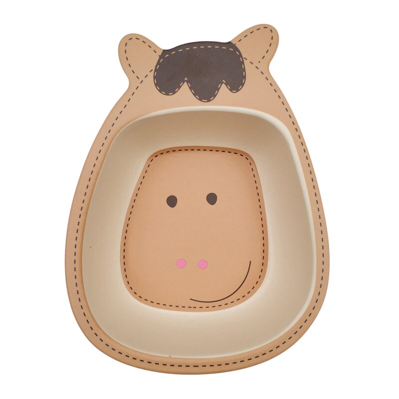 Bebê crianças fibra de bambu natural tigelas bonito dos desenhos animados pratos animais de alimentação do bebê utensílios de mesa infantil da criança placas portáteis: Horse Bowl