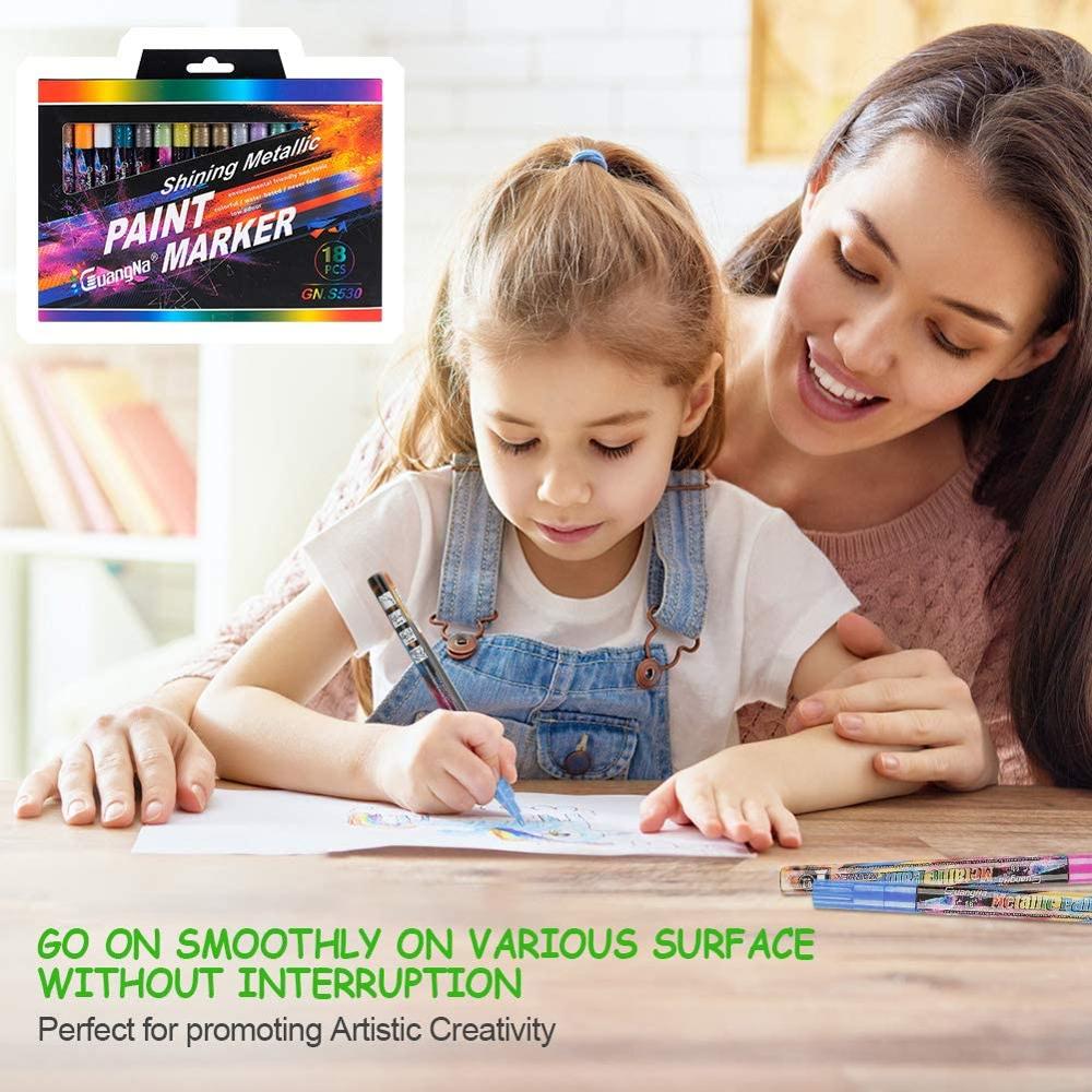 Juego de rotuladores metálicos de 18/24mm, Set de 6/12/0,7 colores, pinturas acrílicas, dibujo, grafiti, pintura, material escolar, papelería artística