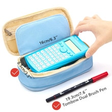 Jodimitty Grote Capaciteit Potlood Tas Make-Up Pouch Duurzaam Studenten Briefpapier Tas Met Dubbele Rits Oxford Stof Opbergzakken