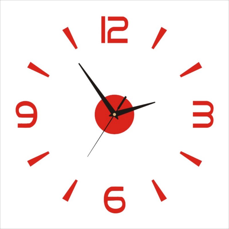 DIY Digital Bar DIY Small Clock Red/Modern 3D Mirror Surface Wall Clock Sticker Home Office Room Decor Clock: R