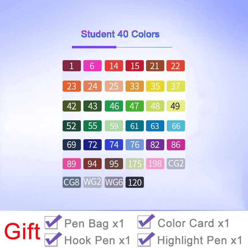 Touch Markers 30/40/60/80 Color Sketch Art Marker Pen Double Tips Alcoholic Pens For Artist Manga Markers Art Supplies School: Student 40 Colors