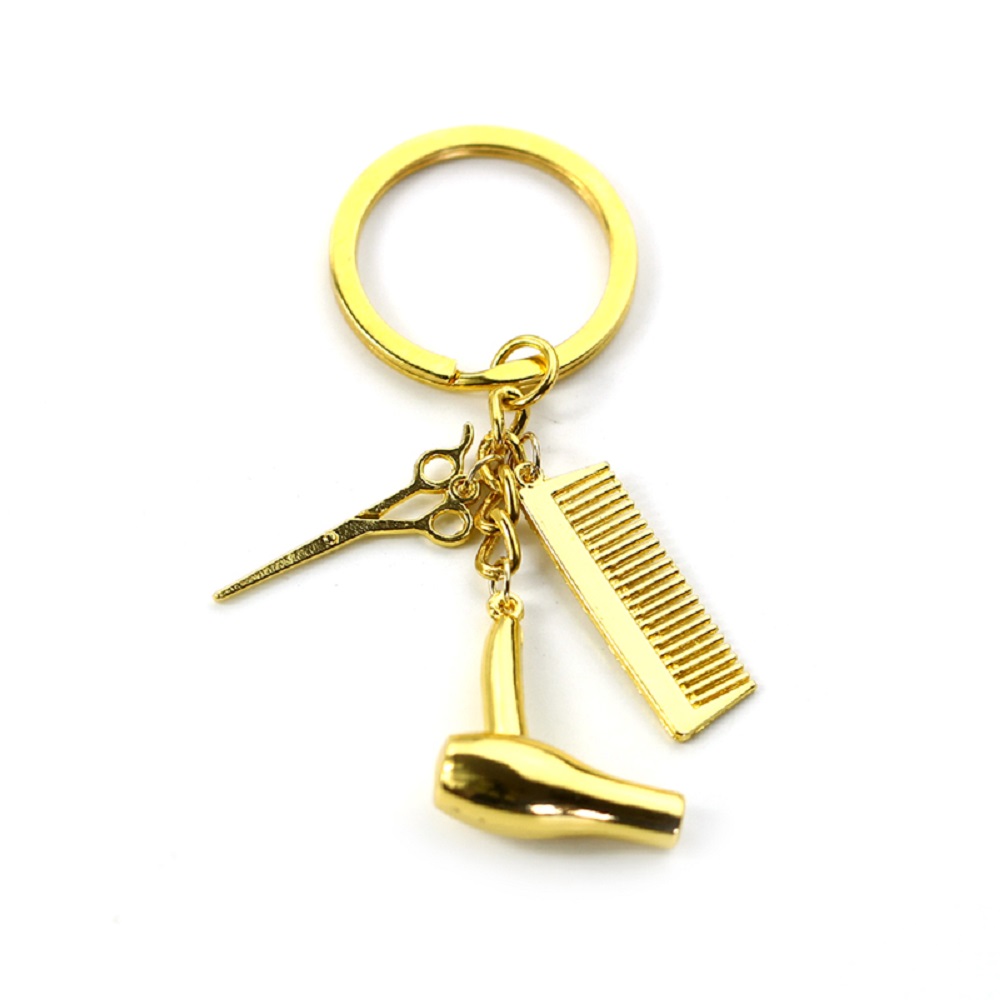 Nuovo creativo strumento per parrucchiere portachiavi asciugacapelli forbici pettine portachiavi parrucchiere regali per donne e uomini accessorio chiave: bianca
