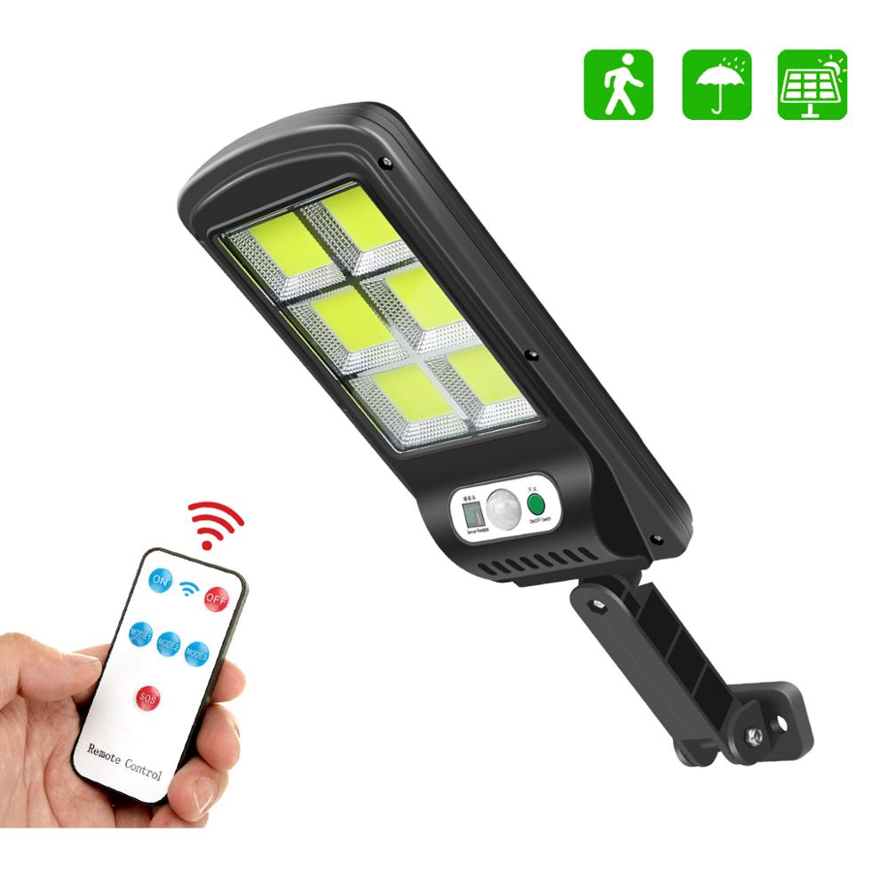 Solar Outdoor Garden Street Path Light 4/6 Cob Solar Pir Motion Sensor Nacht Beveiliging Emergency Wandlamp Met Afstandsbediening