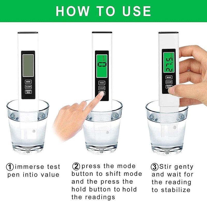 PH/TDS Meter High Accuracy Water Tester Digital PH Tester 3-in-1 TDS EC Temperature Meter for Water
