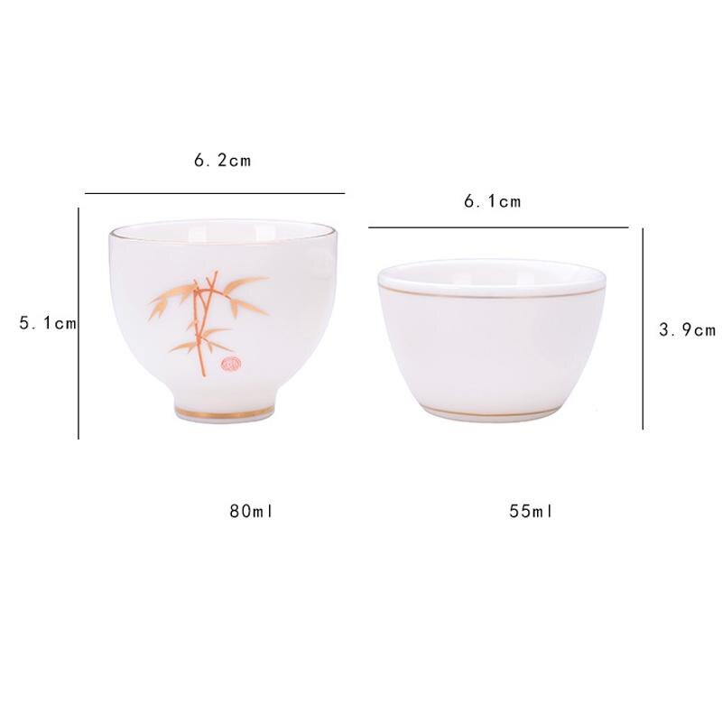 Witte porseleinen theekop, traditioneel chinees patroon, theekopje, theekom voor puer kung fu theeservies accessoires, theeservies en drinkgerei