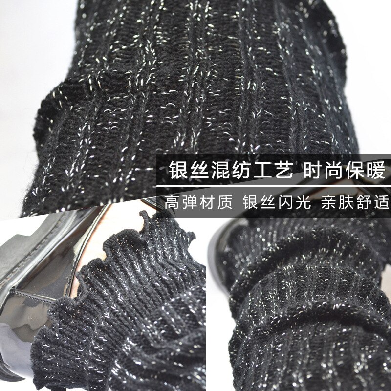 Kühlen Gothic Lurex Frauen Hipster Bein Wärmer Dame jk Knie-länge Helle Silber Seide Socke Herbst Frühling Schwarz verrotten Kaffee Lila