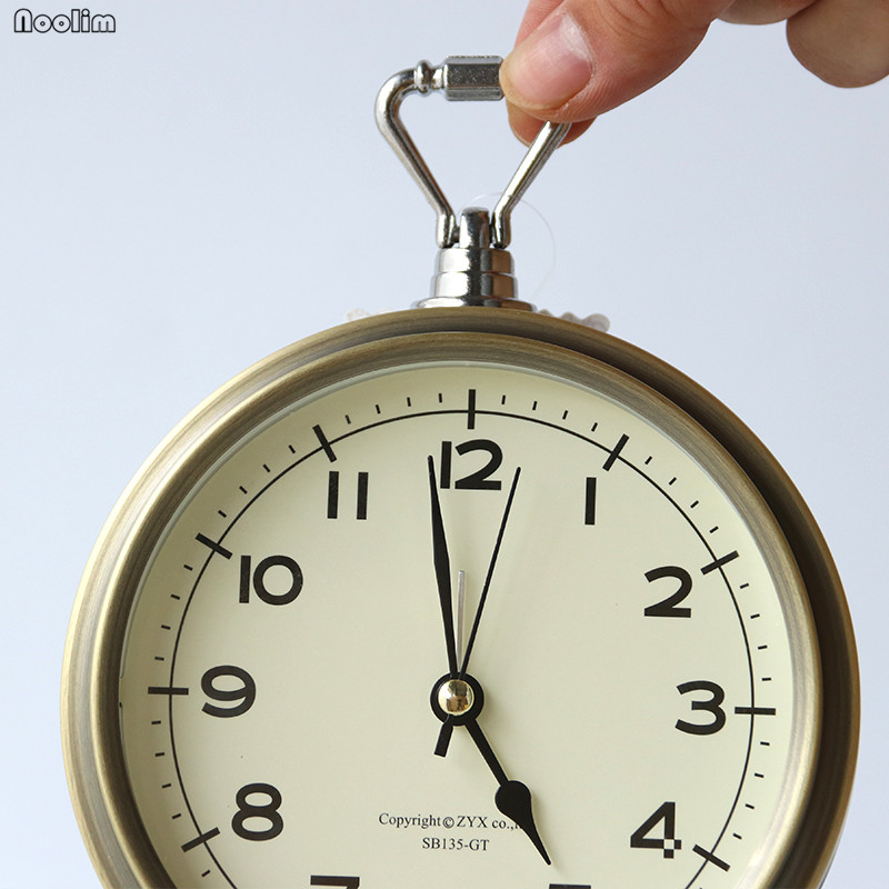 Digital Alarm Clock Simple Mute Round Metal Portable Bedside Clock European Home Living Room Table Decoration