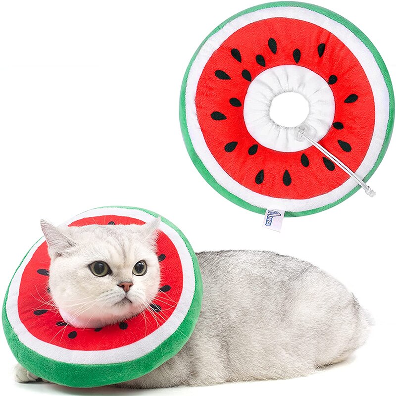 Katze Erholung Kragen Obst Geformt Erholung Einstellbar Baumwolle Mischungen Nacken Verhindern Biss Erholen Haustier Elizabeth Welpen Katze Kegel Kragen: Wassermelone / Mittel (3-8.5 kg)
