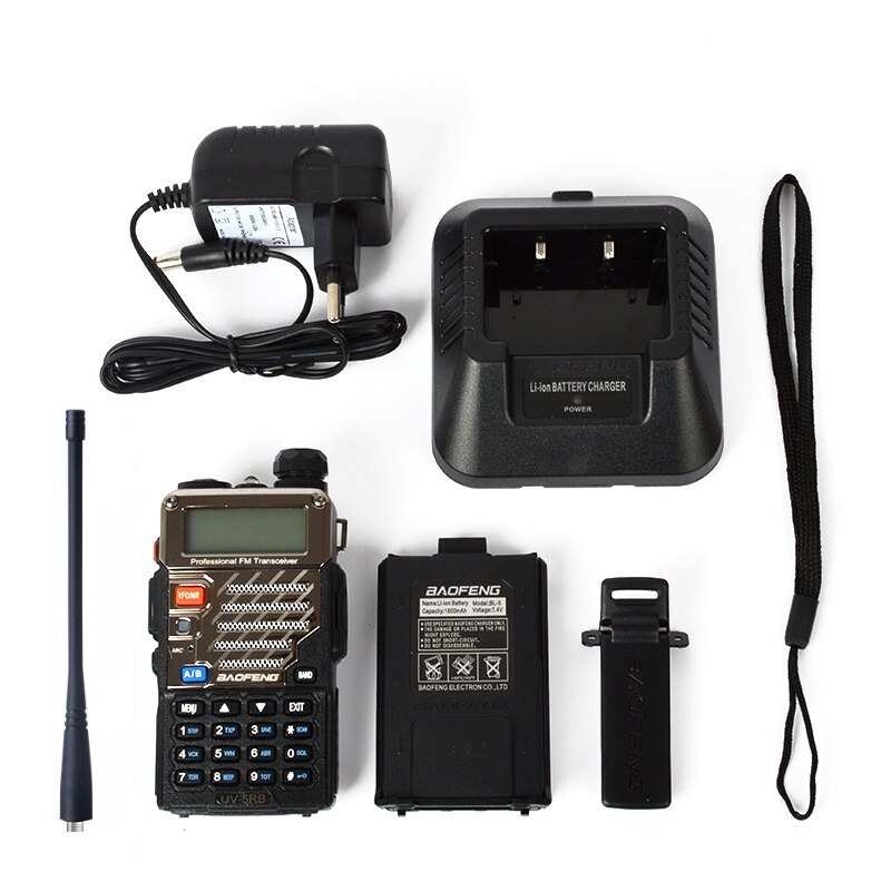 Baofeng UV-5RB 2 Way Radio Handheld Scanner for Police Fire Outdoor Sports & Gain F-Antenna & PTT Earpiece Portable Transceiver