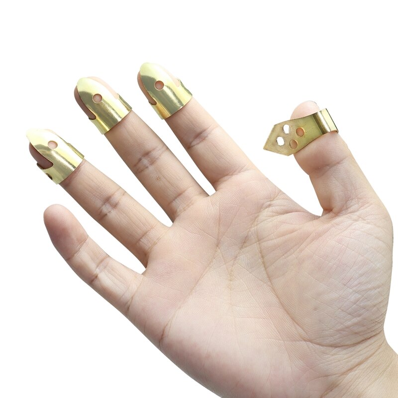 Púas de dedo para guitarra, 3 dedos de índice + 1 pulgar ajustable, de Metal, estilo de dedo, Protector de dedo
