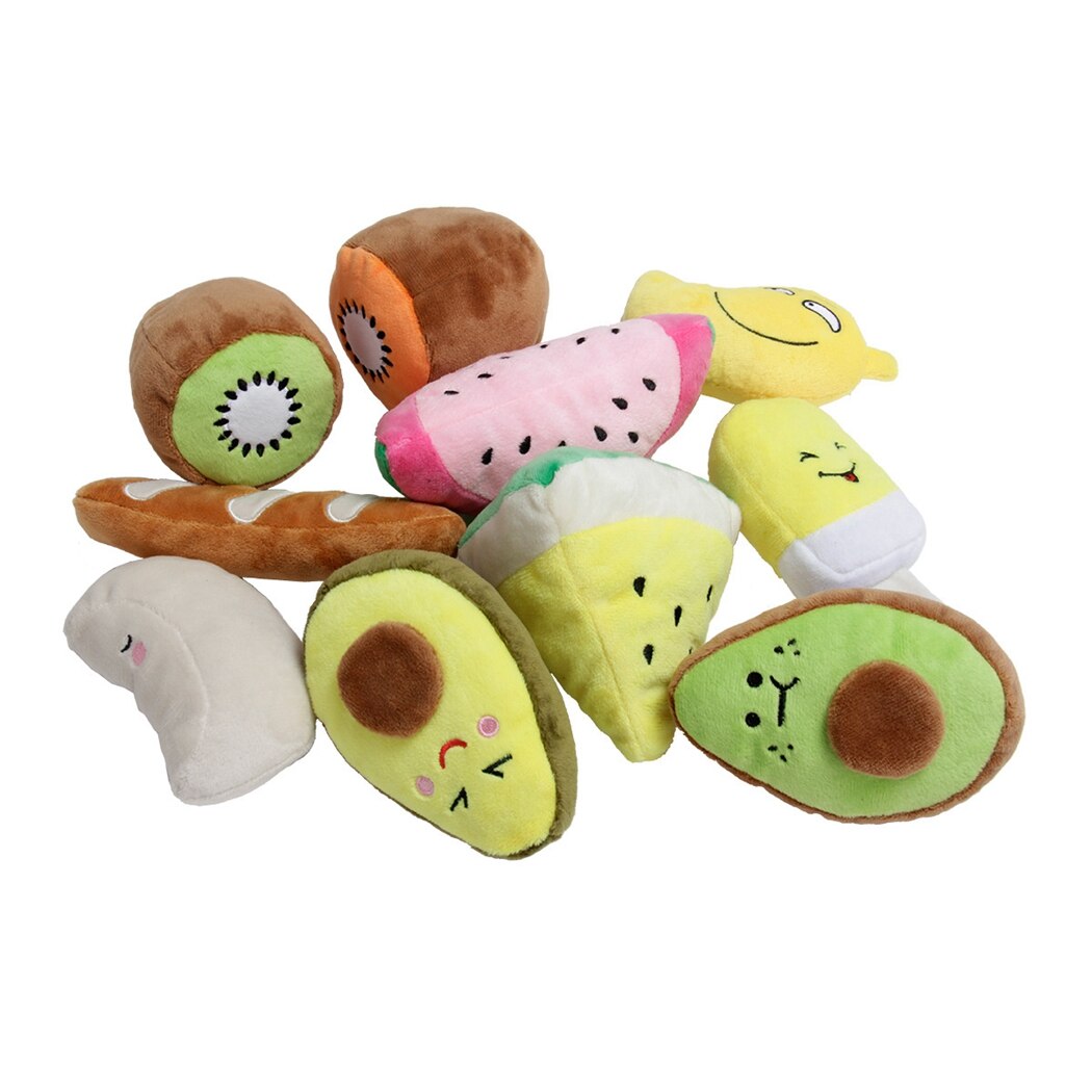 1 stuk knuffeldier, schattig cartoon hamburger, friet, hond, piepspeeltje, kitten, bijtspeeltje