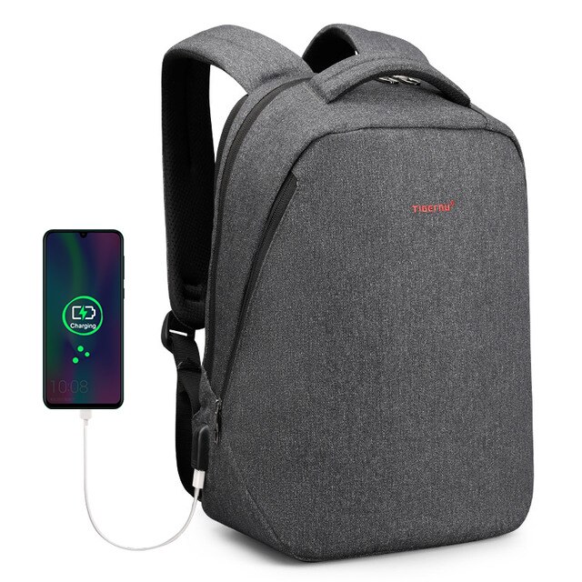 Tigernu Städtische Reise Rucksack Männer Licht Rucksack Weibliche Rucksäcke 15,6 zoll Laptop Rucksack Männlichen Schul Für Teenager Jungen: USB Schwarz grau 15.6