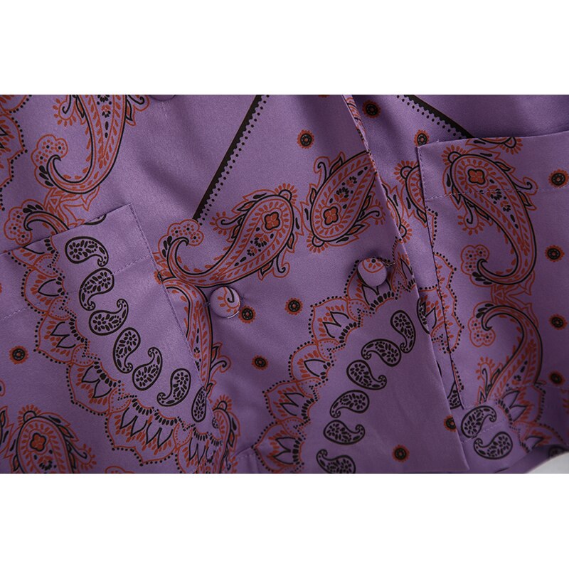 Kvinder jakkesæt blazer za to dele sæt kontor dame dobbelt knap blomsterprint blazere jakker boot cut bukser bukser kvinde