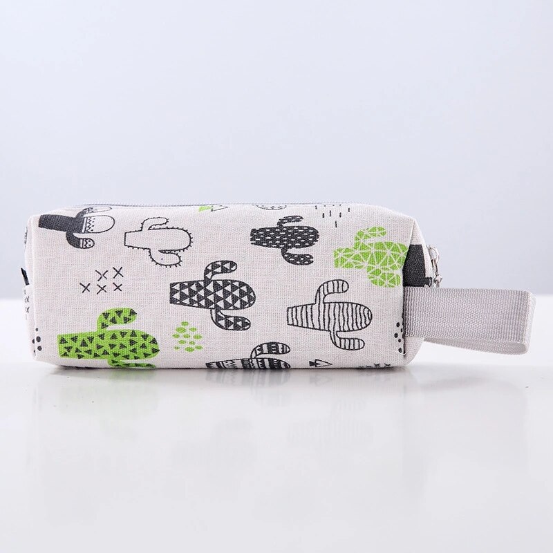 Estojo de lona quadriculado preto, estojo de lápis de abacate em formato de cacto, bolsa para lápis para meninos e meninas, caixa de lápis de papelaria para escola: cactus