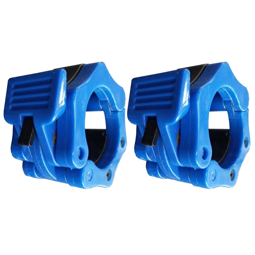 2 st skivstångsklämmor 50mm snabbkopplingar bodybuilding bärbara hem plast gym fitness styrkelyft stång kragar: Blå
