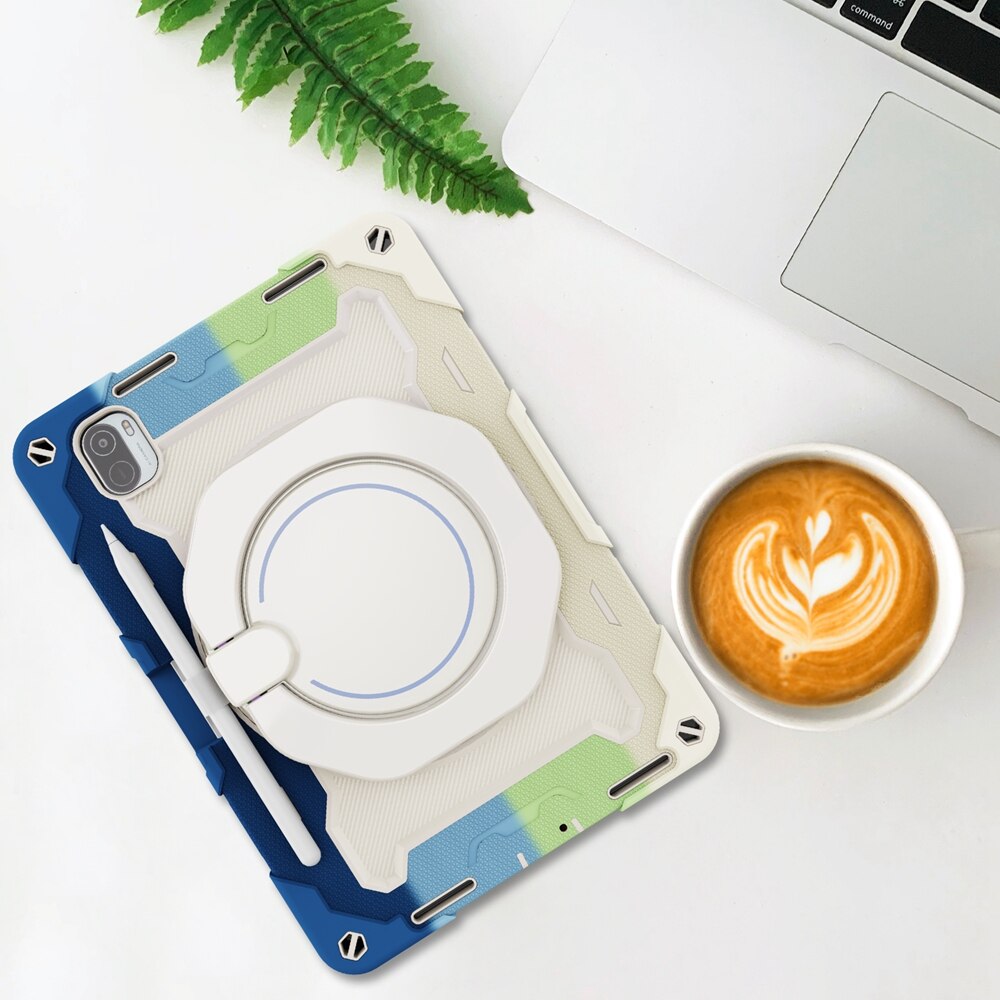 Funda de silicona para Xiaomi Mi Pad 5 MiPad5 Pro, carcasa de 11 pulgadas, , segura para niños, a prueba de golpes, anillo de tracción, soporte para tableta: Rainbow Blue / For Mi Pad 5