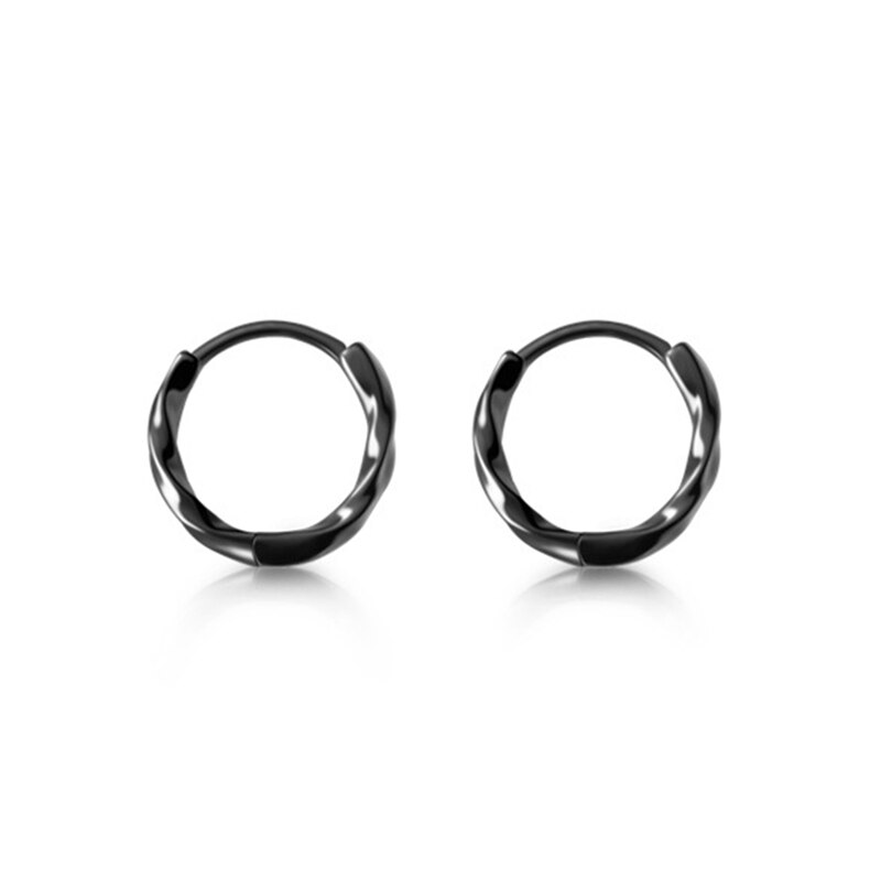 925 sterlina d'argento Delle Donne Degli Uomini punk Nero Vite intrecciare Orecchini A Cerchio attraverso Gotico pop anca salto unisex 3 Colori Orecchio gioielli