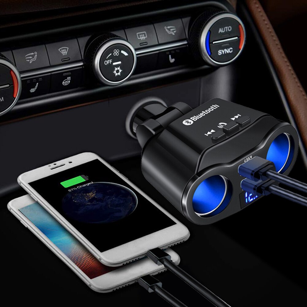 Universal 2 Sockets Car Auto Cigarette Lighter Dual USB Charger socket power adapter 90W Splitter Charger 12V Fast Ship