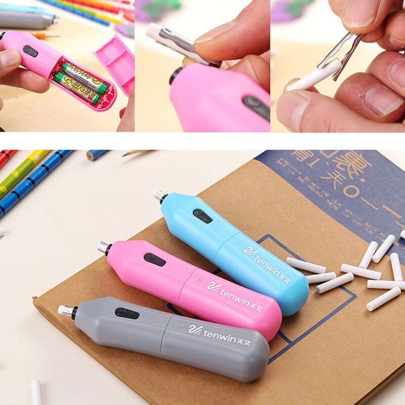 Kit de gomme électrique pratique 1 pièce | Automatique à piles pour crayon esquisse avec 10 recharges C26
