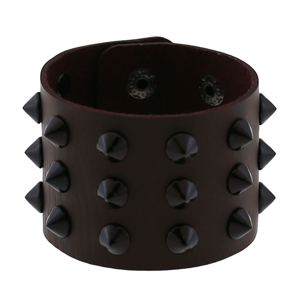 Bracelet gothique Punk Steam pour hommes, noir, blanc, rouge, en cuir pour femmes et hommes, bouton pression, bijoux: Coffee