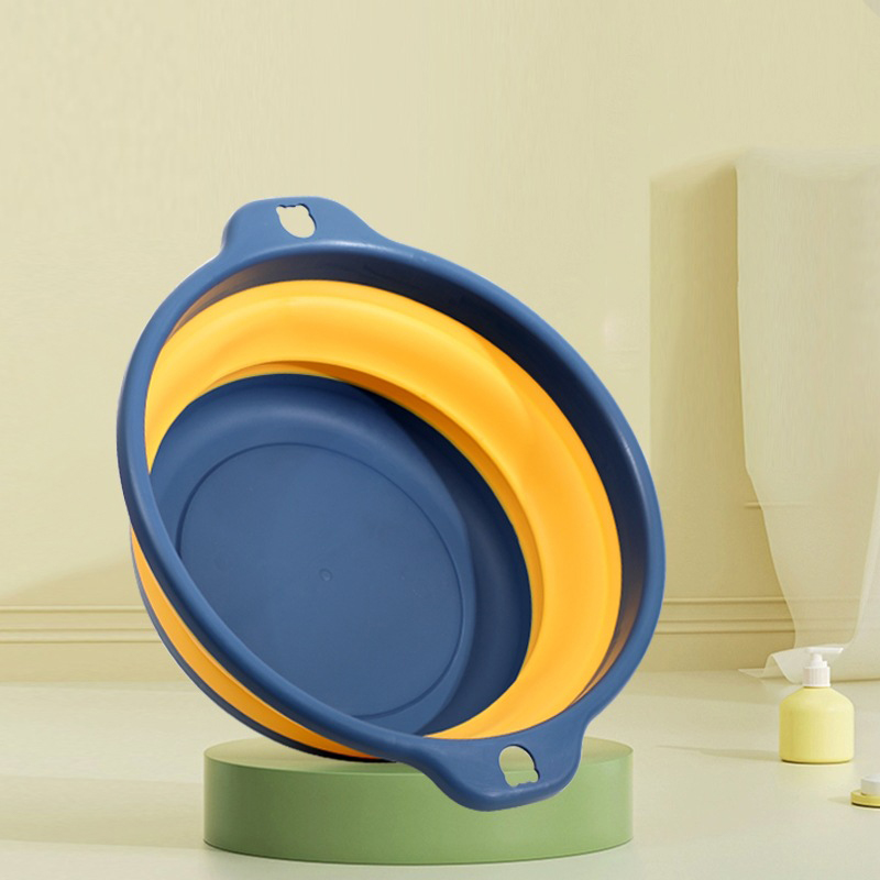 Portable Foldable Laundry Basin Plastic Travel Folding Wash Basin Safe Durable Foldable Wash Basin Bathroom Household Supplies: Yellow
