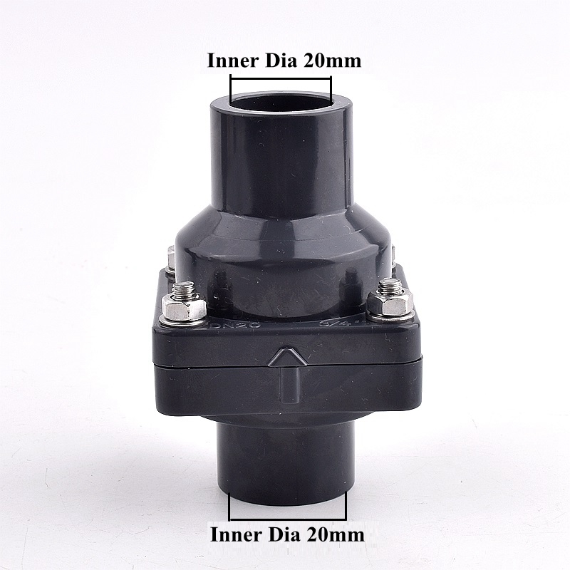 20~63mm PVC Check Valve Garden Sewer Drain Non Return Valve Tube Joint, Watering Irrigation System Water Pipe Connector Fittings: Brown