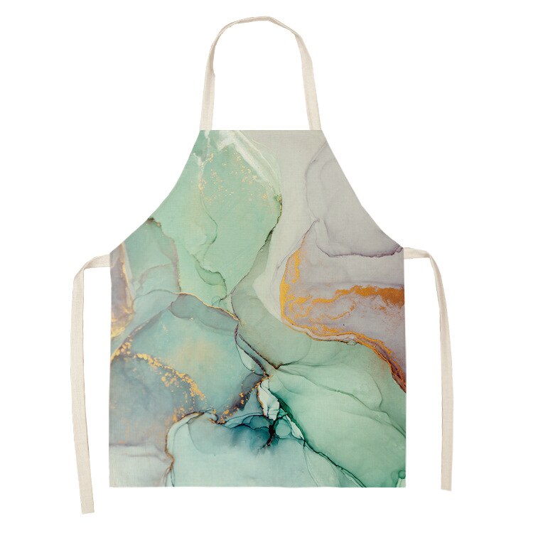 1Pcs Marmer Patroon Gedrukt Cleaning Art Schorten Thuis Koken Keuken Schort Kok Dragen Katoen Linnen Volwassen Slabbetjes 53*65Cm WQ0110: 2WQ-WQ0110-8