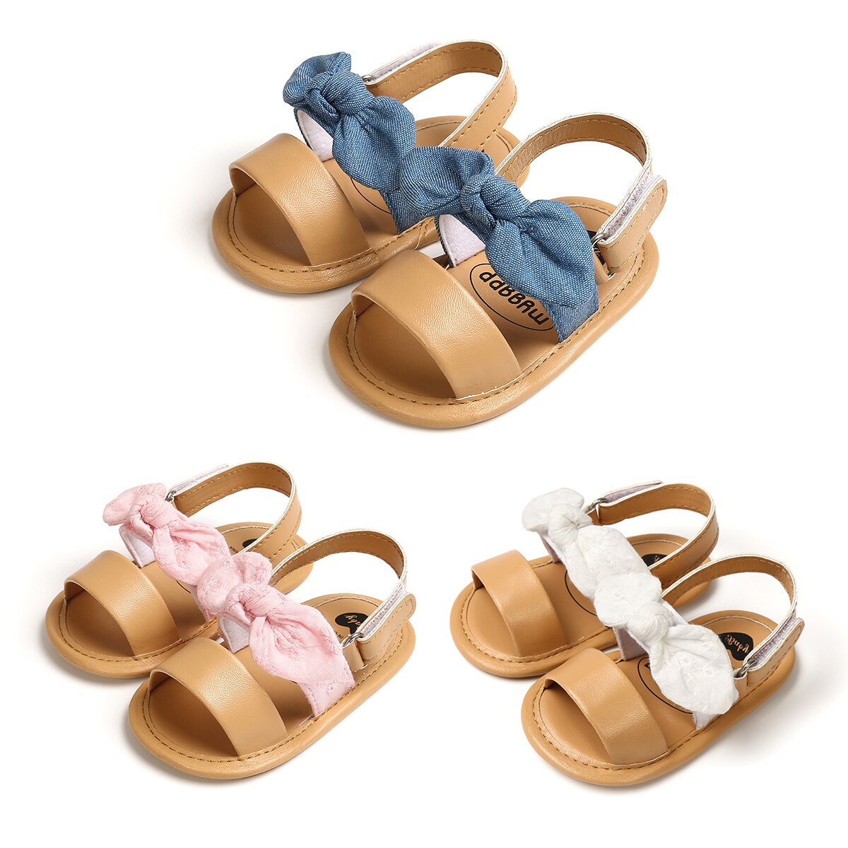 FOCUSNORM Newborn Baby Kids Girl Cute Bowknot Shoes Anti-Slip Soft Sole Sandals 0-18M 3 Colors