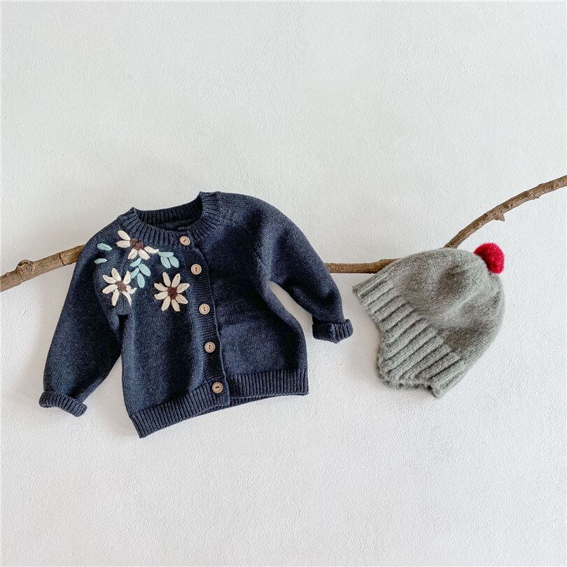 Maglioni per neonate cappotto per Cardigan per neonato cappotto in cotone con ricamo in cotone maglione per Cardigan per bambina maglione per Cardigan per bambini