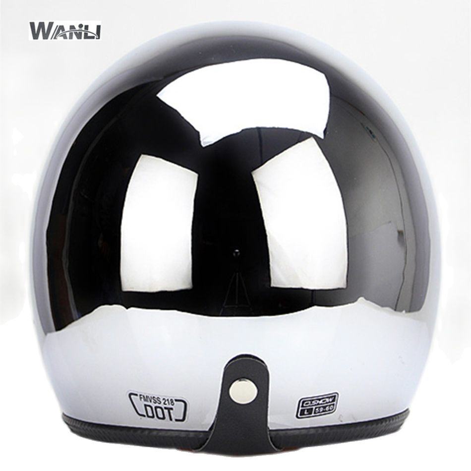 Spiegel Zilver Chrome Motorhelm Open Gezicht Moto Helm Elektrische Fiets Helm Mannen Vrouwen Zomer Scooter Motor Cehelmet