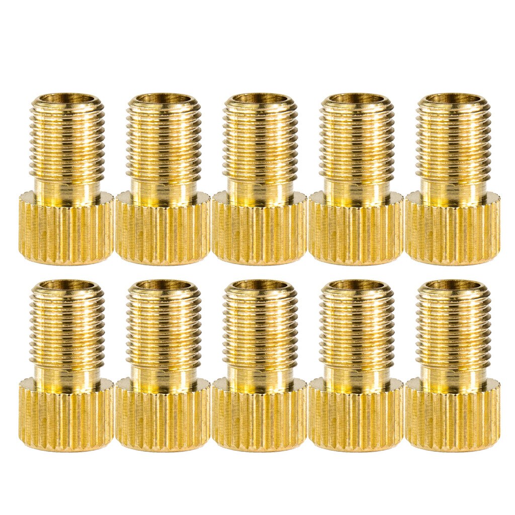 1/2/3/4/5/10PCS Fiets Valve Adapter DV, SV (Dunlop Franse Valve) naar AV (Auto Ventiel) Met Rin Fiets accessoires Goud: 10PC