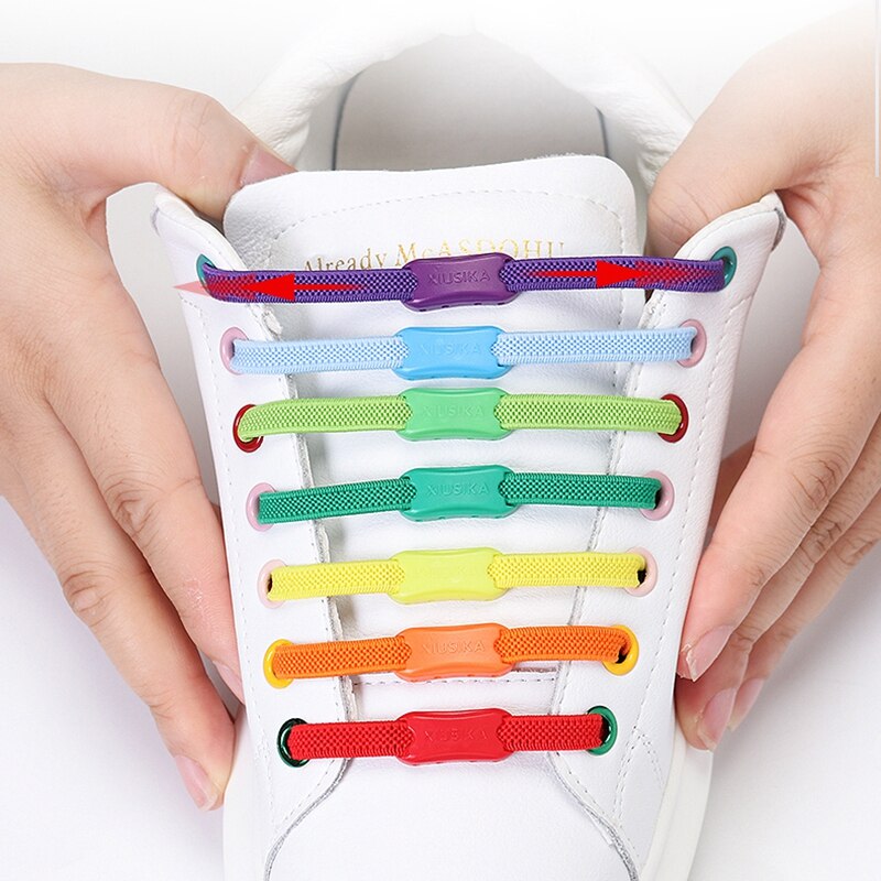 Lacets élastiques plats, 1 paire, pas de nœuds, pour chaussures de sport pour enfants et adultes, lacets rapides pour paresseux, 24 couleurs