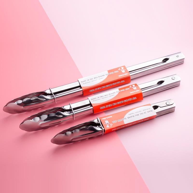 Stainless Steel Cooking Tongs Non-Stick Barbecue Tongs Bread Tongs Salad Serving Tong Anti Heat Bread Clip BBQ Tool
