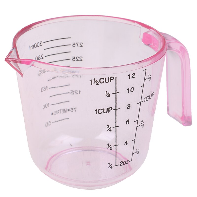 Jarra medidora de plástico de 300ml para superficie, suministros de herramientas de cocina, taza de con graduada: Rosa